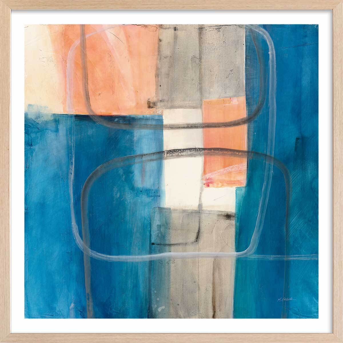 Affiche Passage bleue Affiche + cadre en bois - Chêne