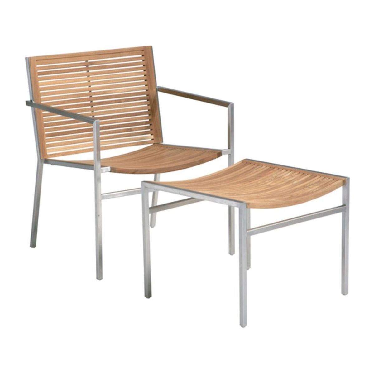Fauteuil en teck avec pied en acier inoxydable