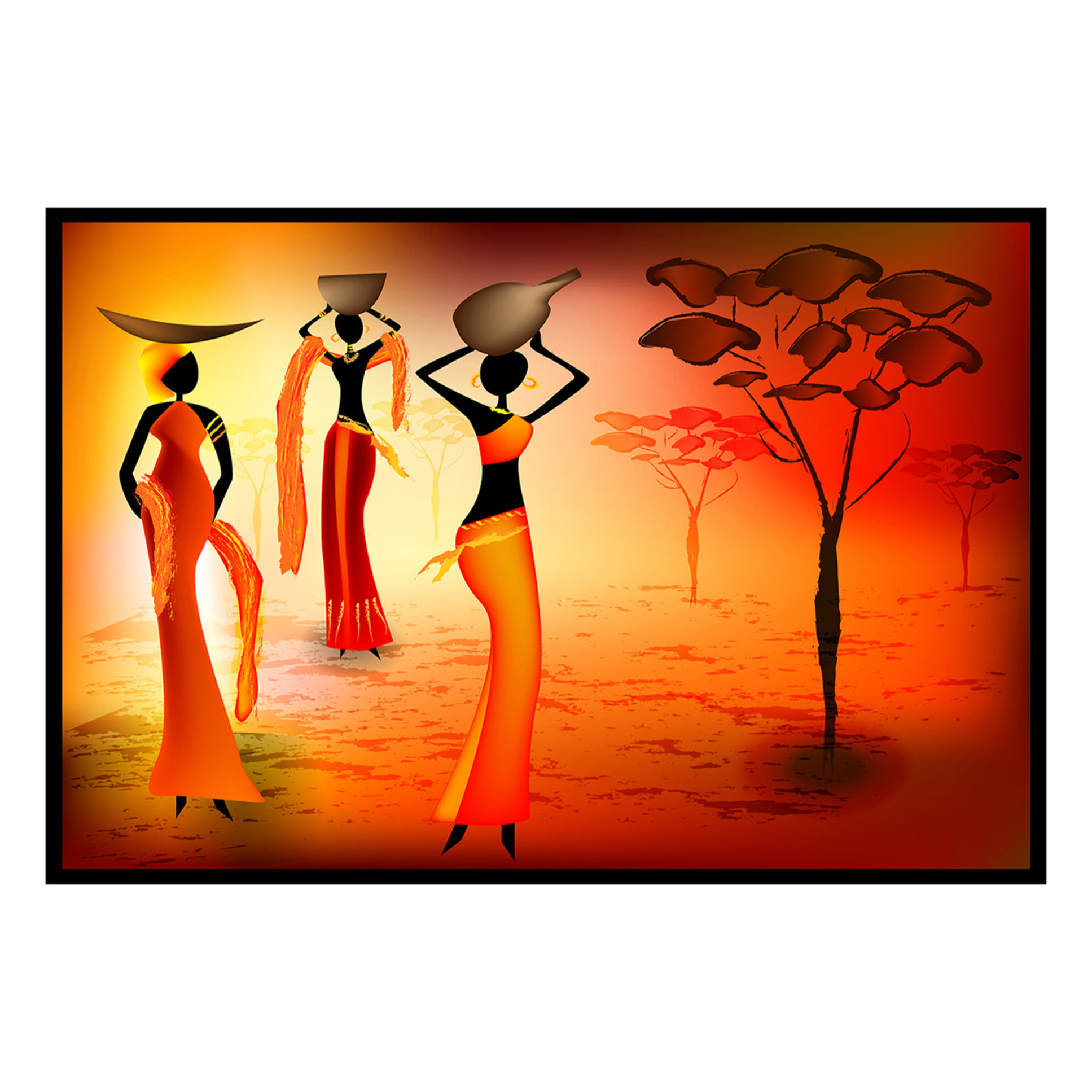 Affiche encadrée femmes africaines art Affiche + cadre en métal - Noir