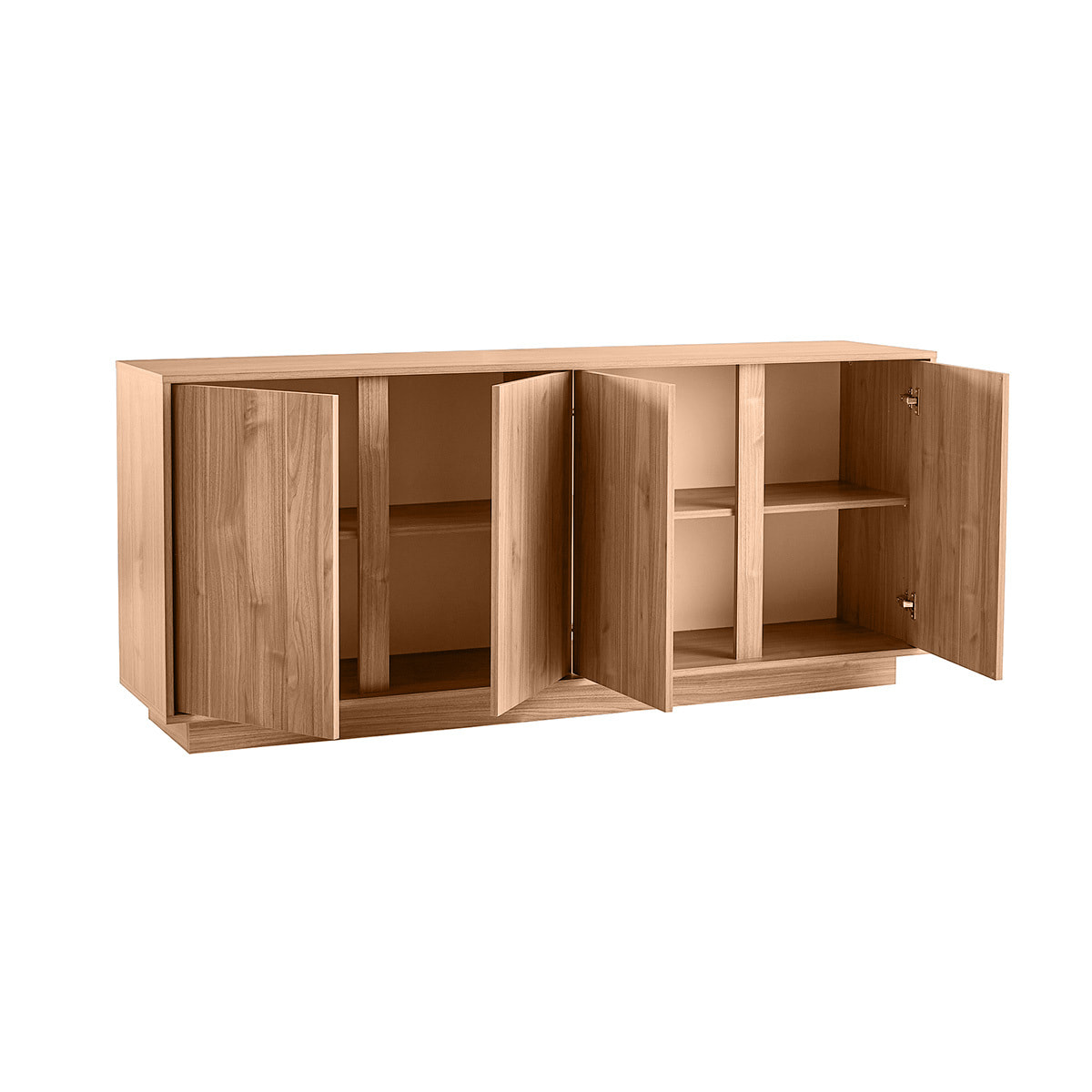 Buffet scandinave finition bois chêne 4 portes L180 cm COMO