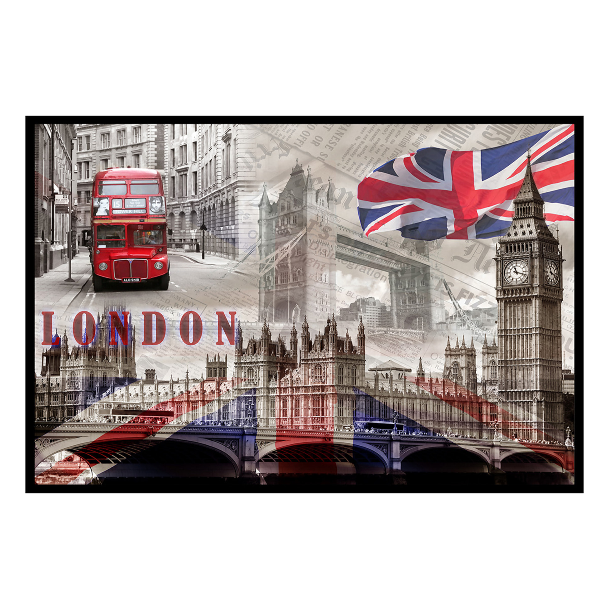 Affiche encadrée Londres iconique Affiche + cadre en métal - Noir