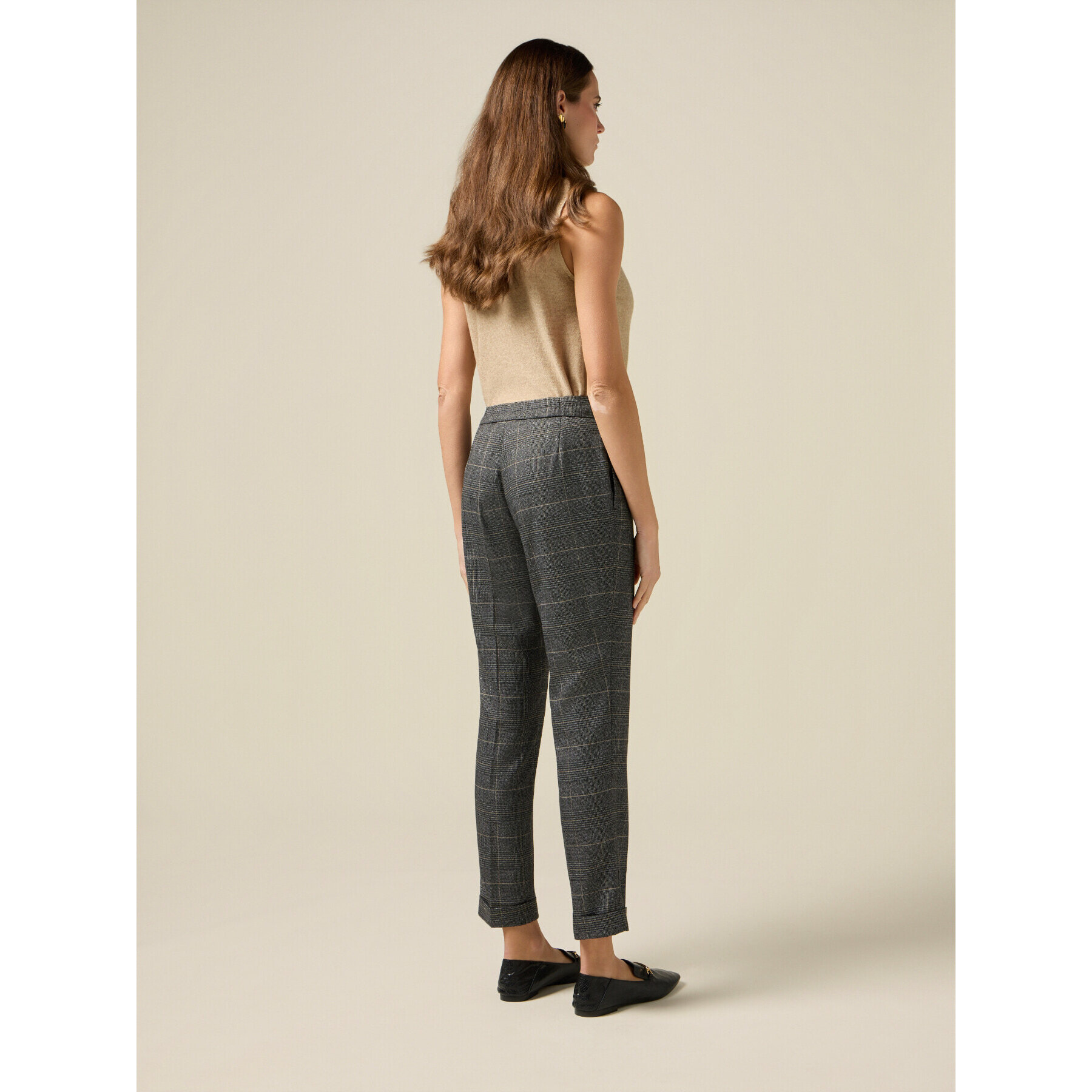 Oltre - Pantaloni regular check - Grigio