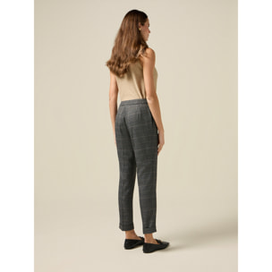 Oltre - Pantaloni regular check - Grigio
