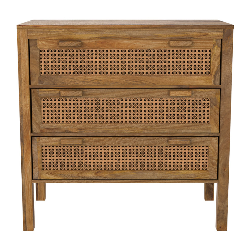 Commode en cannages et bois 3 tiroirs - Tiki