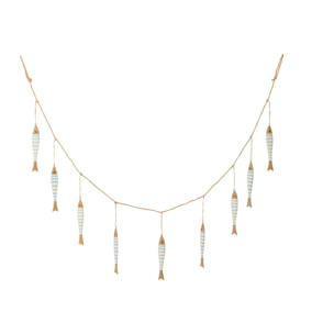 J-Line Guirlande Poisson - bois - naturel/bleu clair