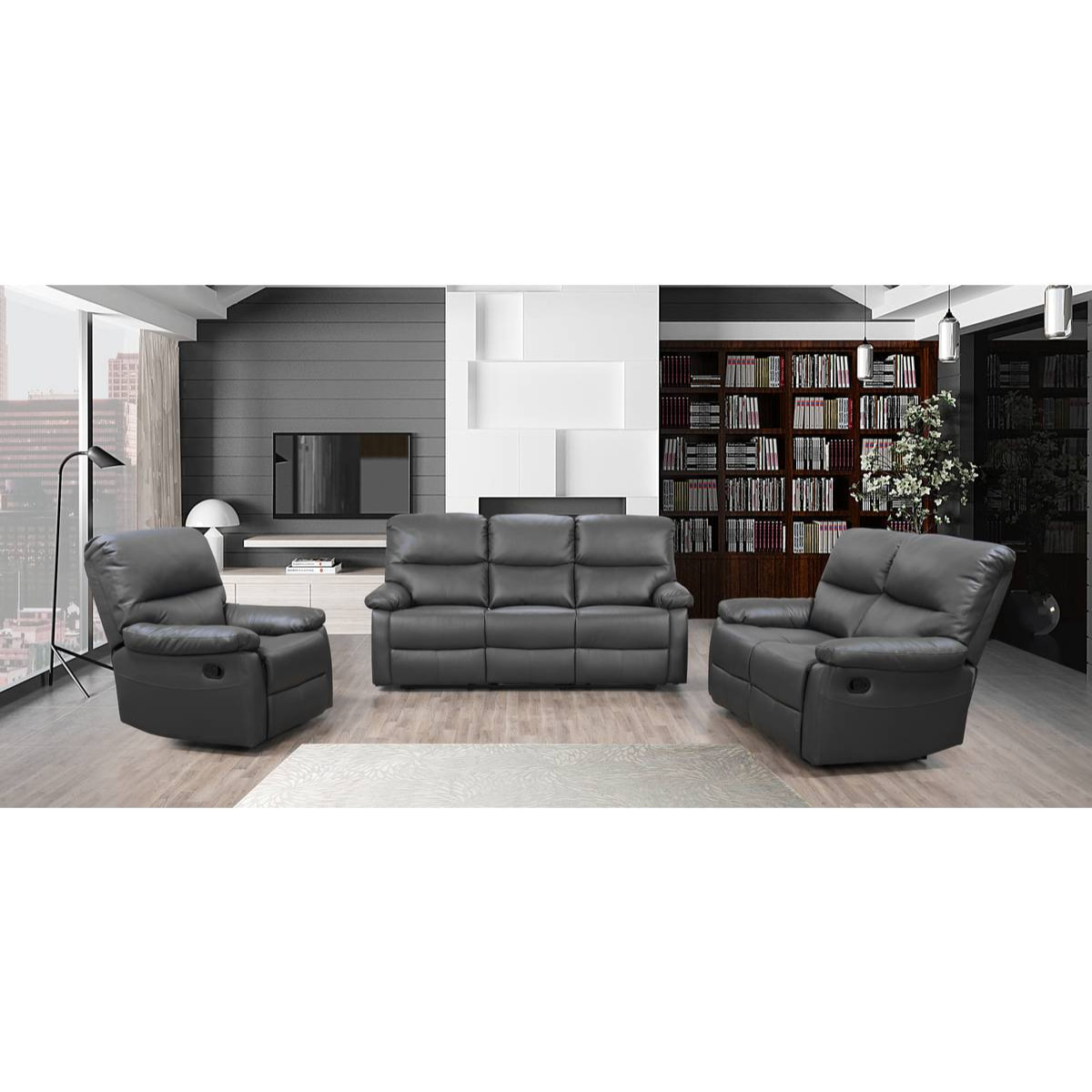 Canapé relax "Lincoln" - 197 x 89 x 103 cm - 3 places - Gris