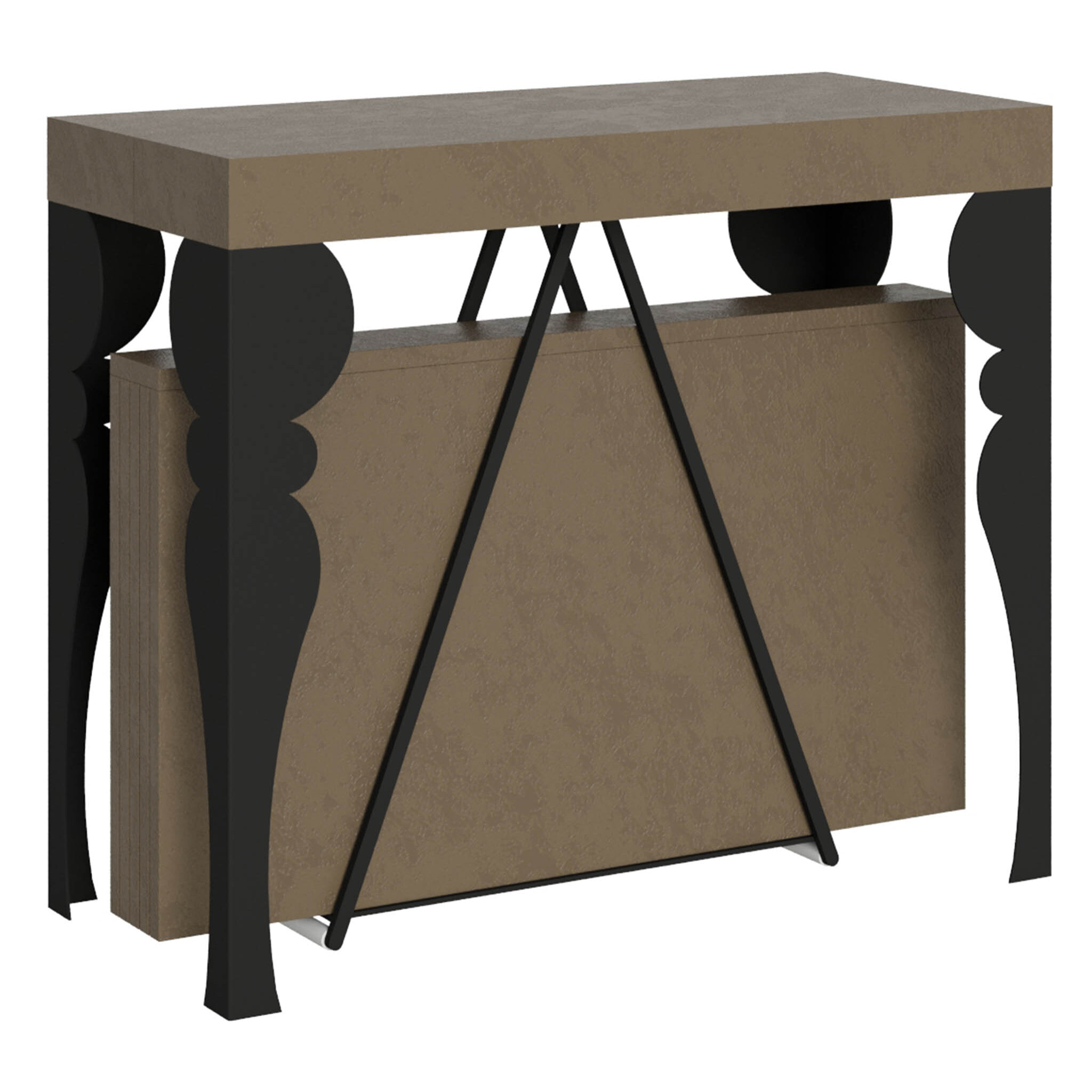 Consolle allungabile 90x40/300 cm Riza tortora telaio antracite