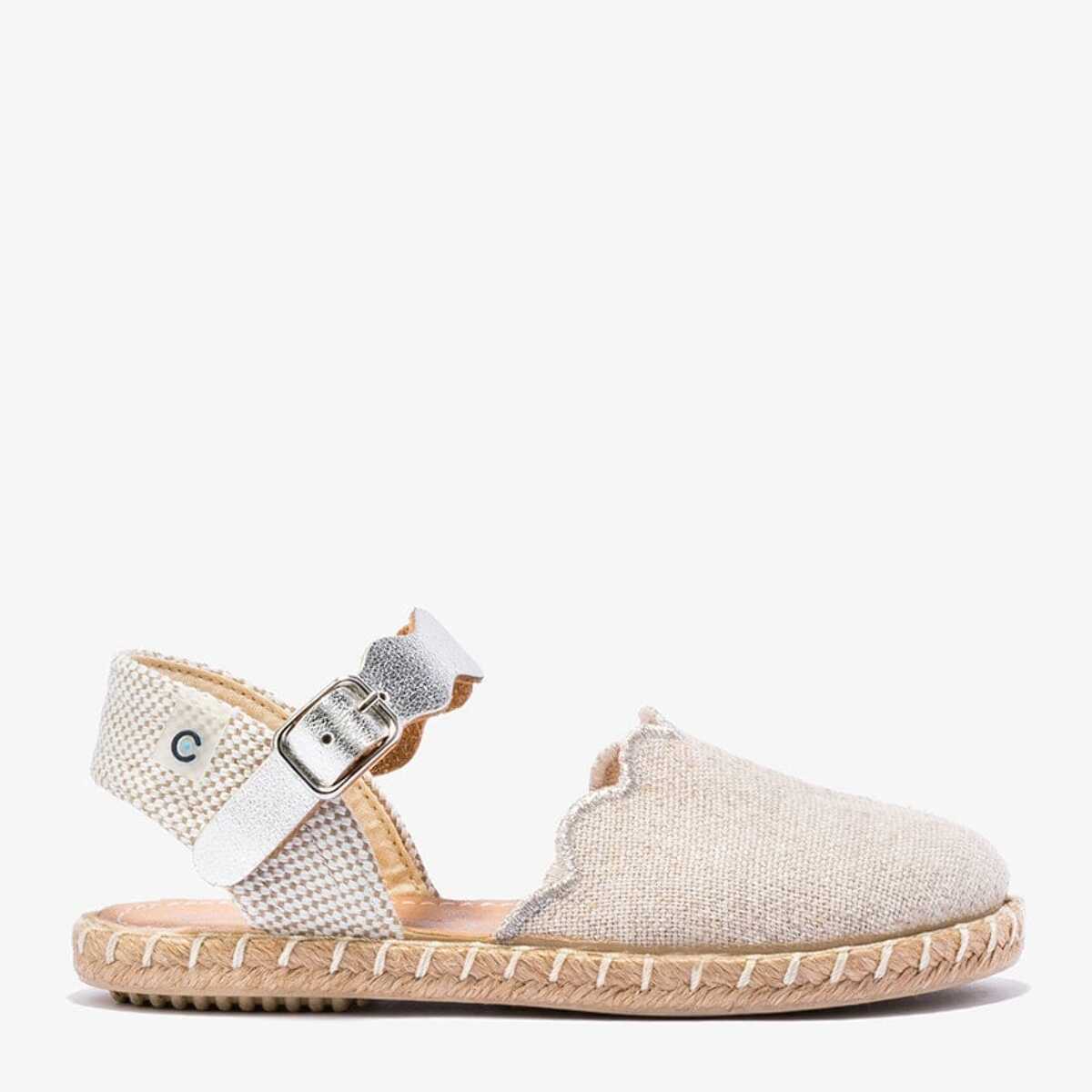 Espadrillas da bambina con onde color argento metallizzato