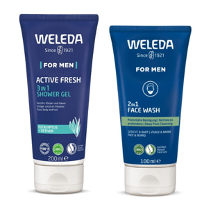 WELEDA -  Gel nettoyant visage 2in1 100ml + Gel Douche 3in1 Active Fresh 200ml
