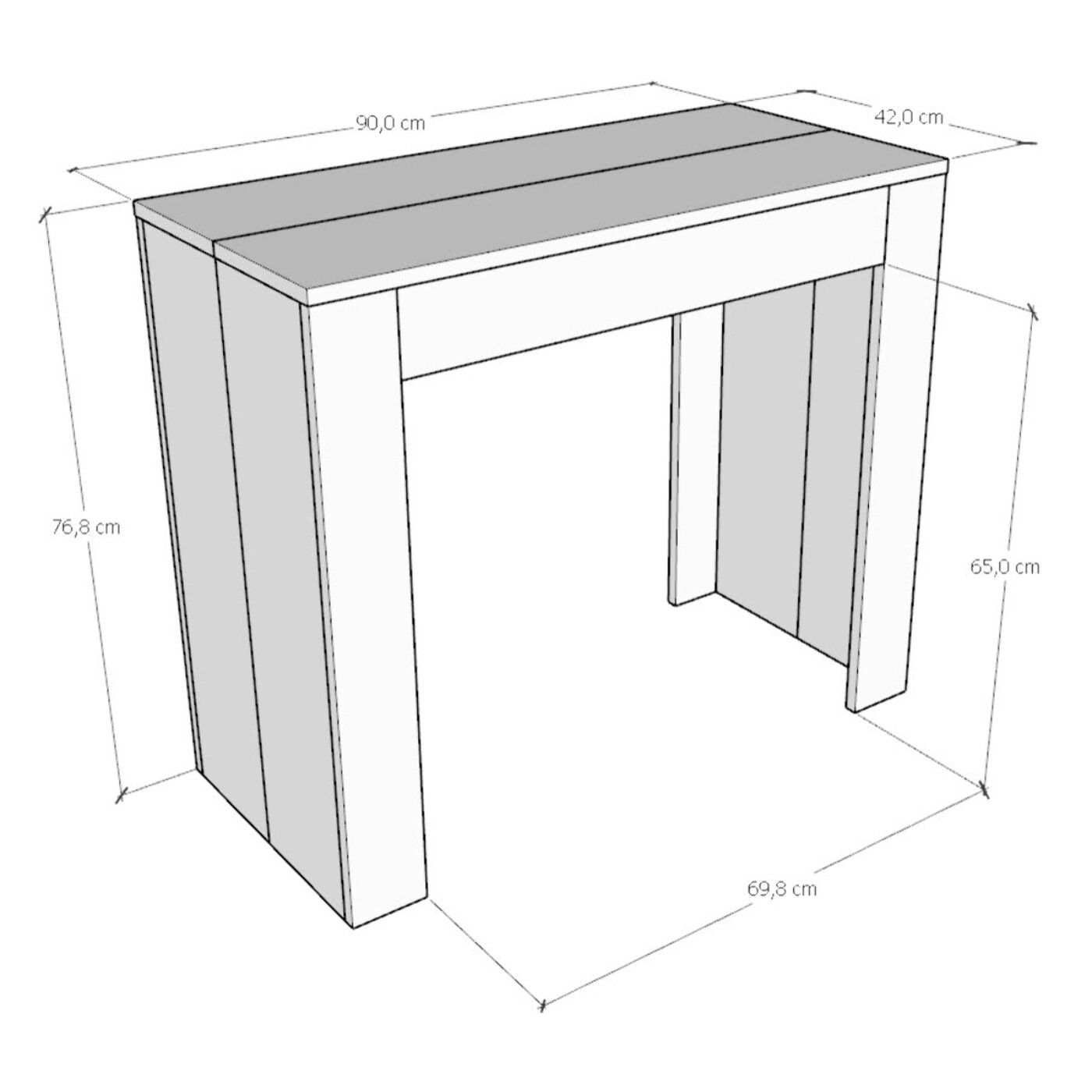 Consola extensible 90x42/198 cm Emy Small Antracita Espatulado