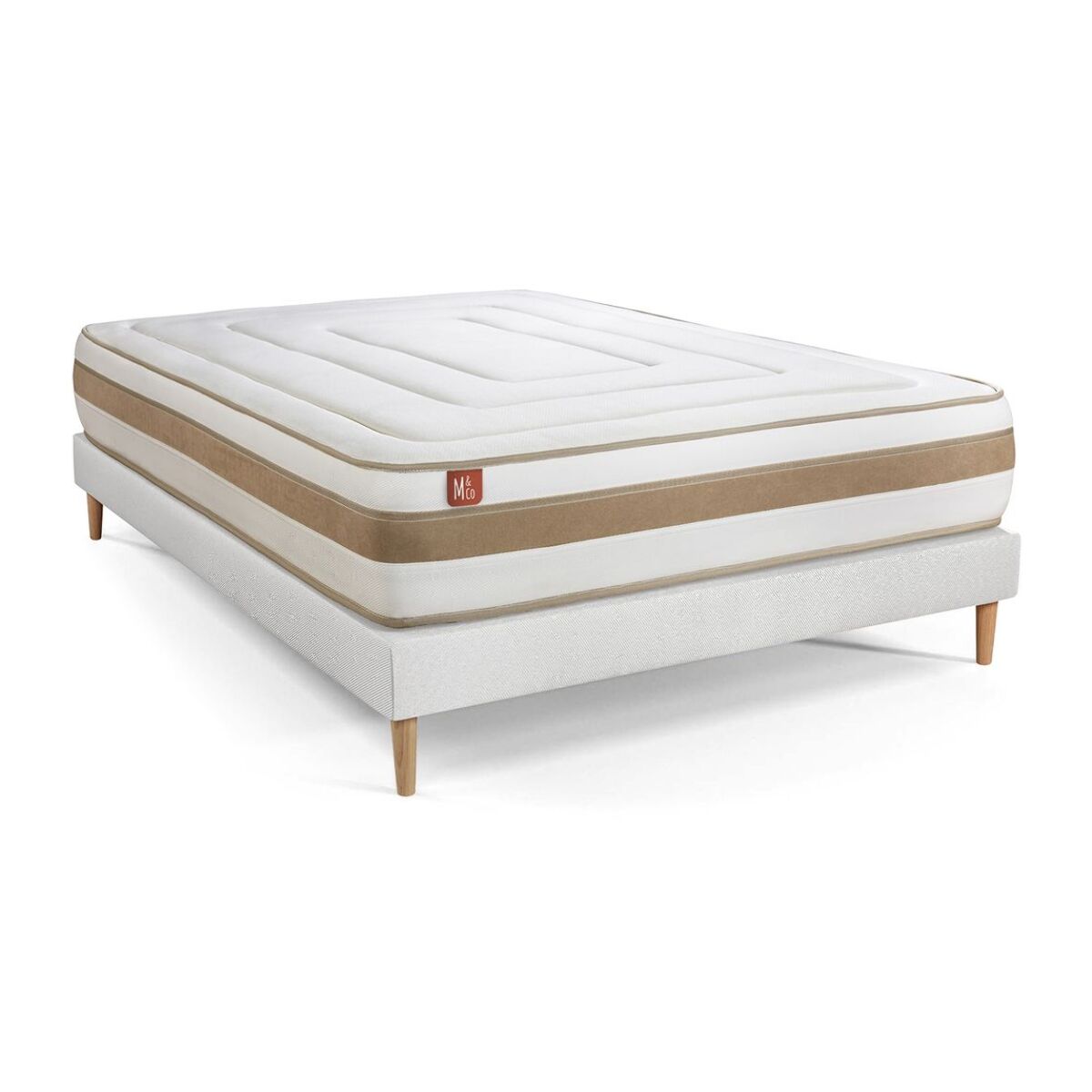 Ensemble - Matelas Ressorts ensachés et mémoire de forme 26cm d'épaisseur - 7 zones de confort - Confort équilibré - Sommier tapissier en kit - 2 places