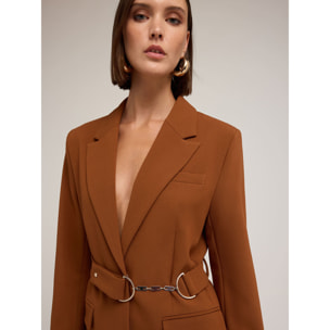 Motivi - Blazer de poliviscosa con cinturón - Marrón