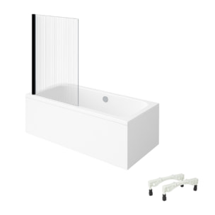 Baignoire droite VILLEROY & BOCH Architectura avec pieds acrylique 180 x 80 cm  + Pare bain gauche AURYS Raywall Noir mat