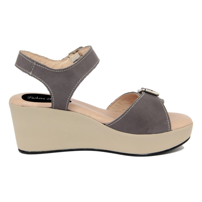 SANDALO IN PELLE MADE IN ITALY color Grigio