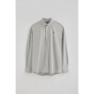 Camisa verde militar de rayas y corte regular con logo Rigby Go