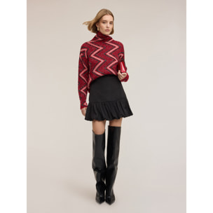 Motivi - Gonna corta con volant in taffetà - Nero