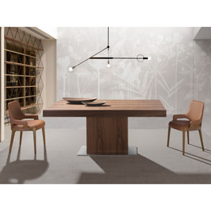 Silla Angel Cerdá tapizada en polipiel en marrón con estructura de patas de madera en nogal 51x58x79cm