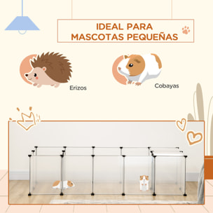 Valla para Mascotas DIY con 20 Paneles de Resina Parque para Animales Pequeños Jaula Modular para Cobayas Conejos Chinchillas 175x70x45 cm Blanco