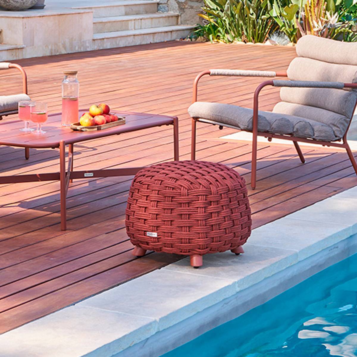 Pouf de jardin Obbae acajou