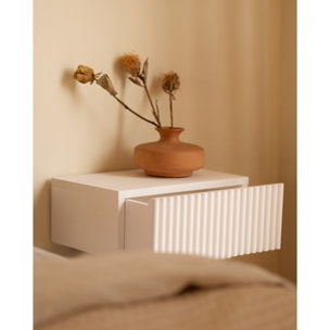 Pack de 2 tables de chevet flottantes en bois massif ton blanc de 40cm Hauteur: 15 Longueur: 40 Largeur: 25.5