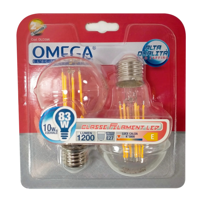 OMEGA Set 6 pezzi filament led goccia a60 10w 1200lm 3000k e27