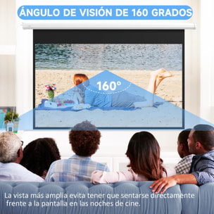 Pantalla de Proyector Eléctrica 84 Pulgadas Pantalla de Proyección Portátil Formato 16:9 con Mando a Distancia para Interior y Exterior Cine en Casa Patio 186x105 cm Blanco