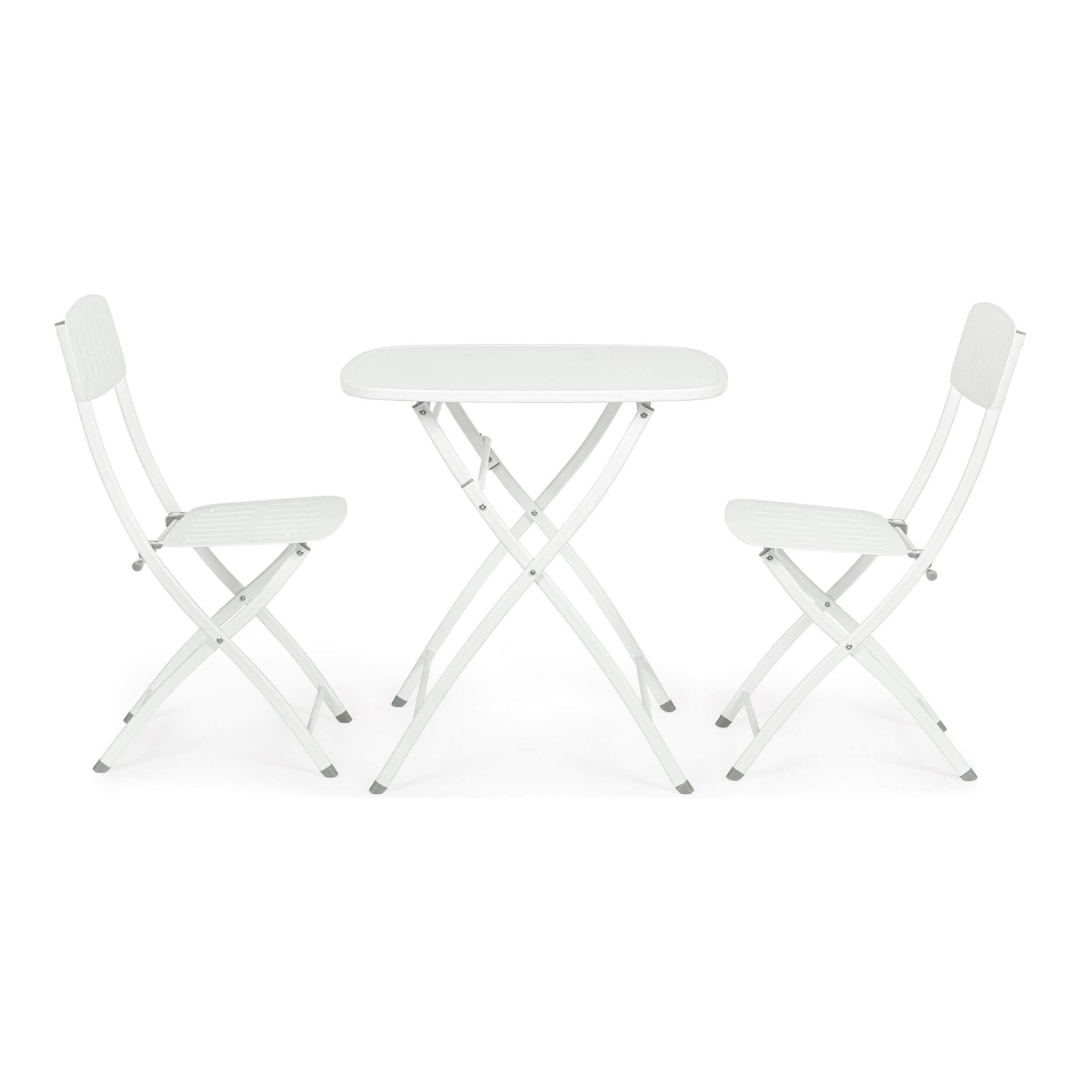 Set di sedie pieghevoli, YVONNE in acciaio bianco