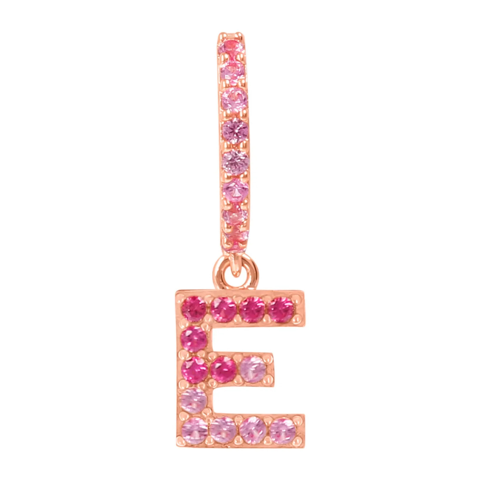 Orecchino Pendente con Lettera E in Pavé di Cubic Zirconia Blu