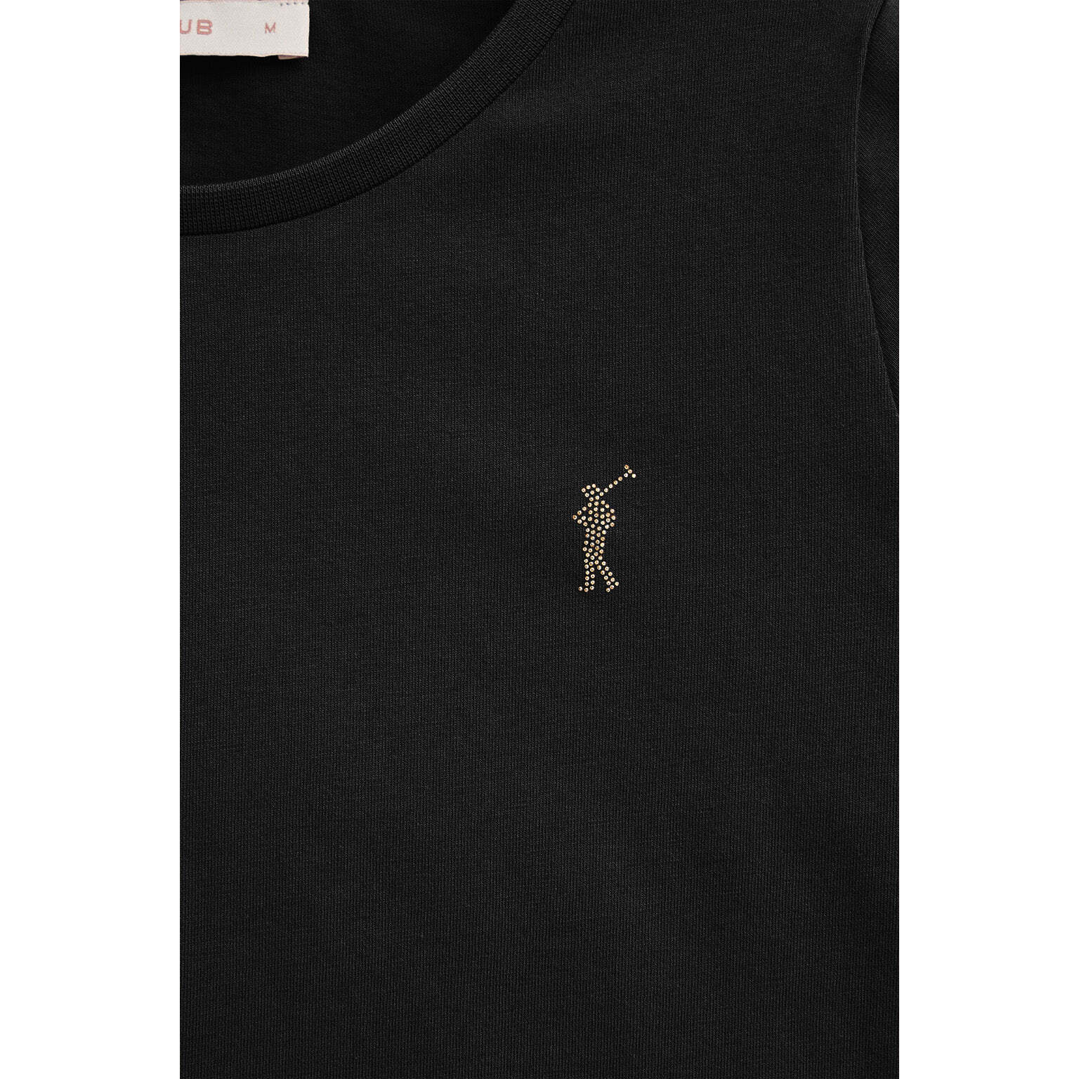 Camiseta negra de manga larga y cuello redondo con logo Rigby Go Gold