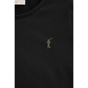 Camiseta negra de manga larga y cuello redondo con logo Rigby Go Gold
