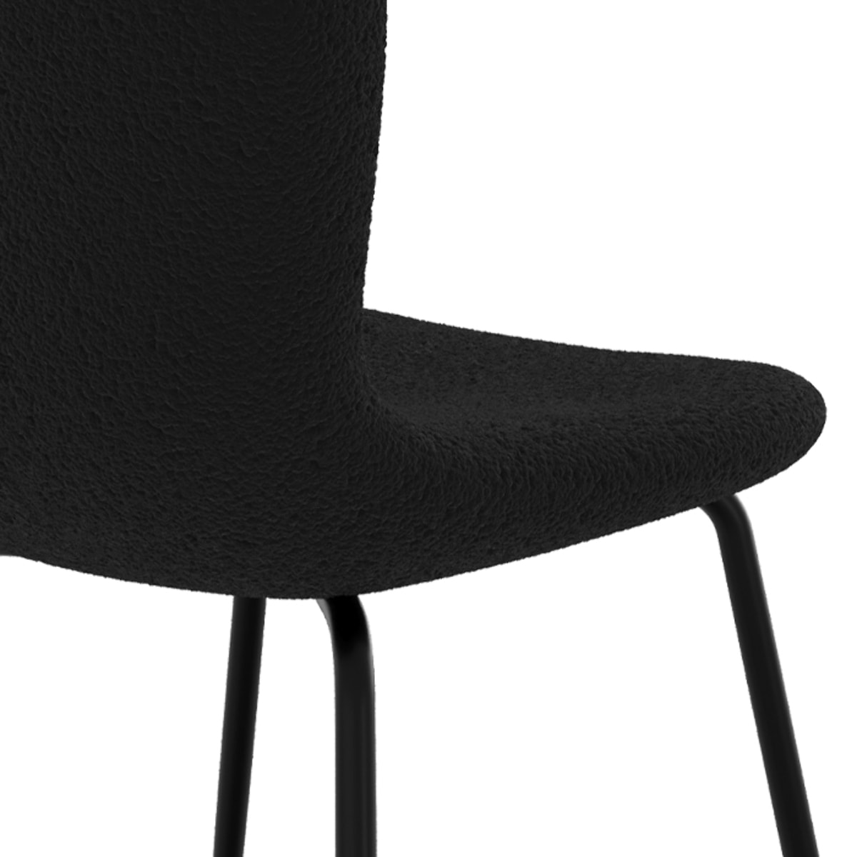 Lot de 2 chaises effet laine bouclette noire et pieds en métal - Koko