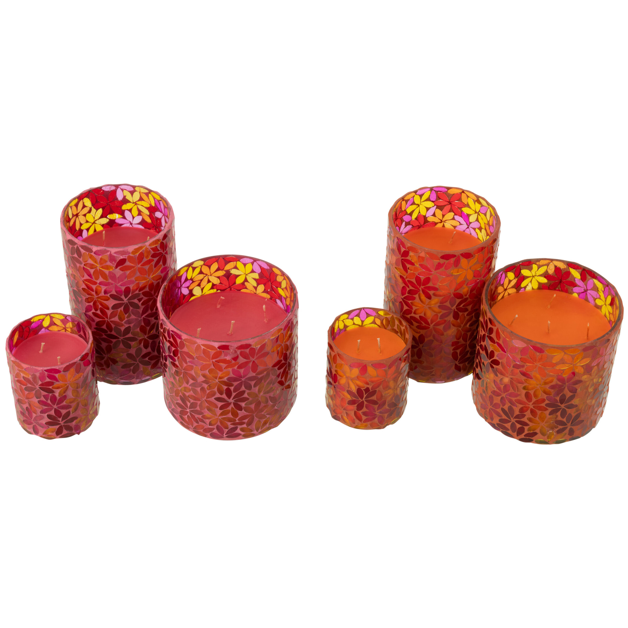 J-Line bougie parfumée Fleur Mosaique - mix - large - 2 pièces - 75H