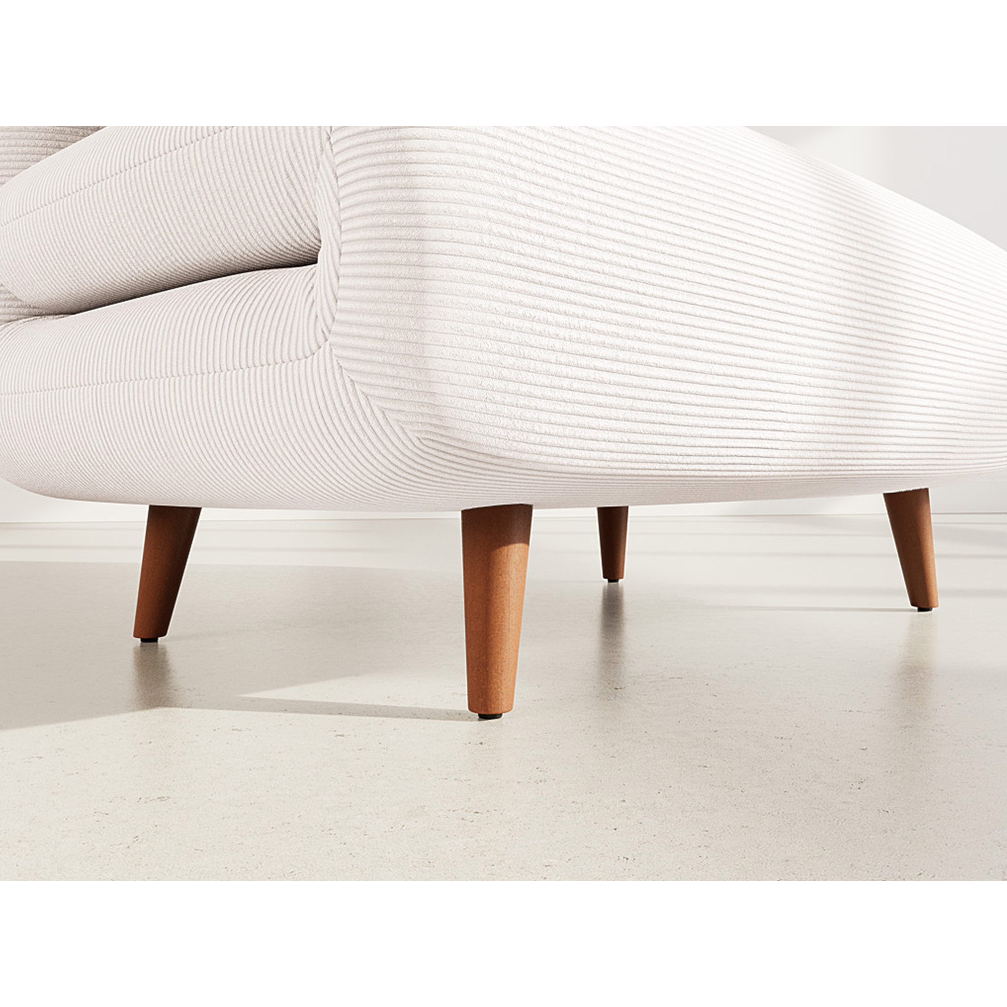 Lumi - Banquette convertible clic-clac 1 place en velours côtelé - Beige