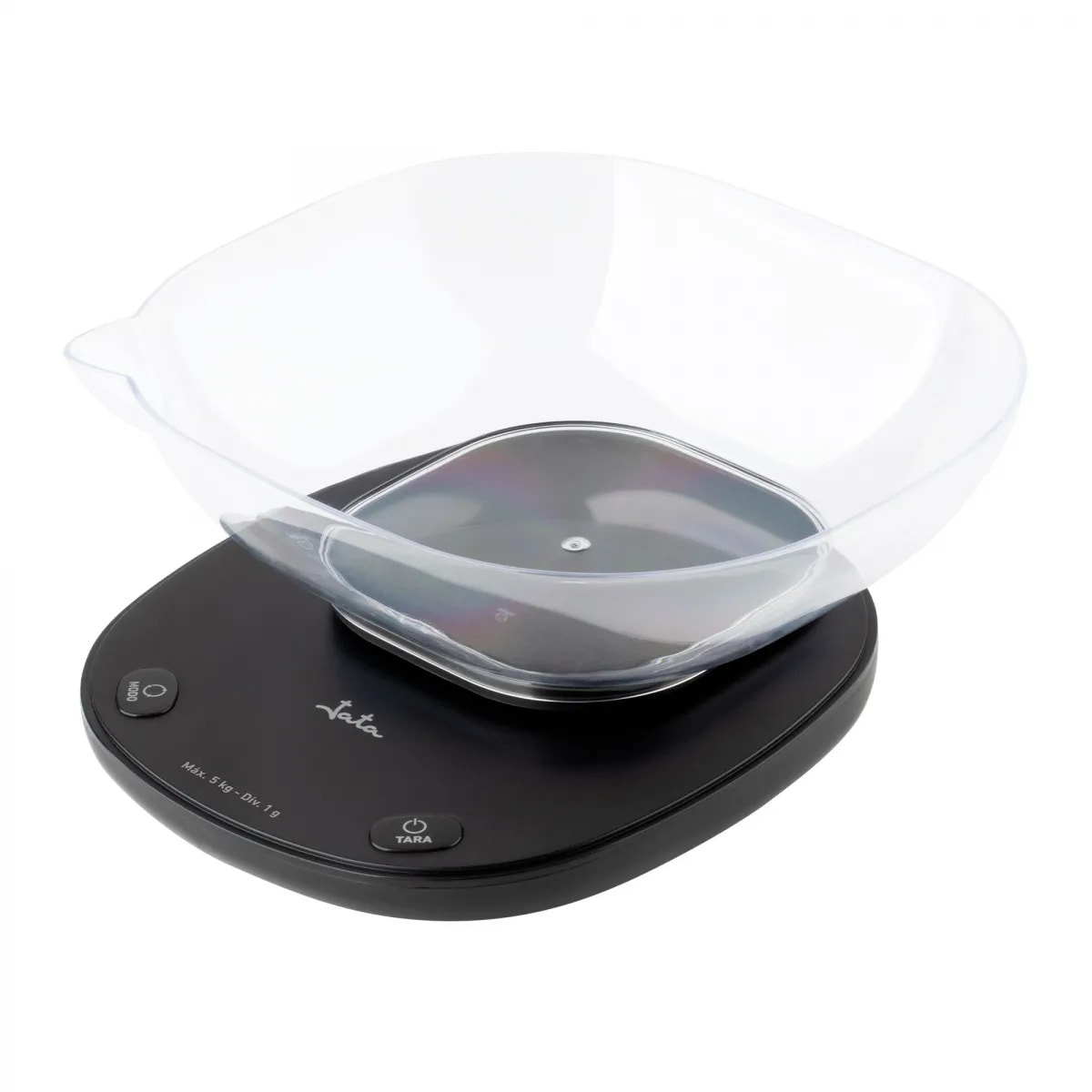 Báscula de cocina JATA HBAL1709 con bol de 1 litro. Hasta 5 kg. Función de tara. Alta precisión