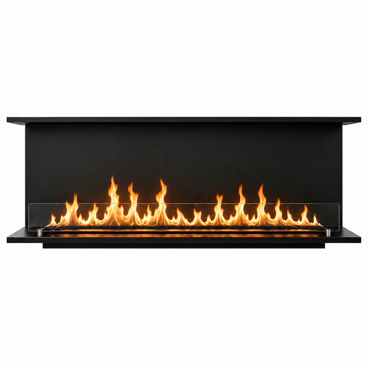 Giove 150 - Camino a Bioetanolo da Incasso Trifacciale 150x50x30 cm con Bruciatore 3lt in Acciaio