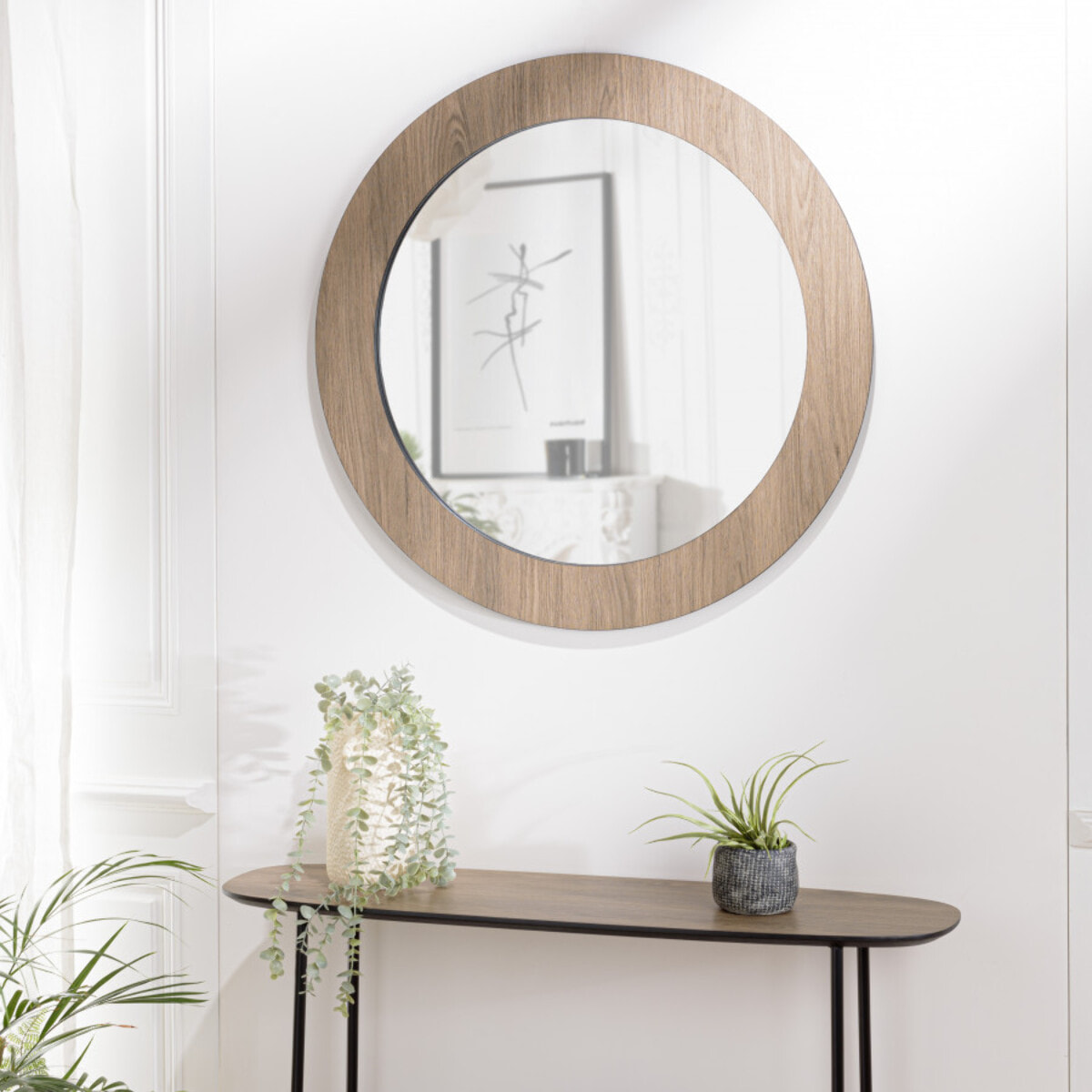 FLEUR - Miroir rond 80x80cm couleur mocha