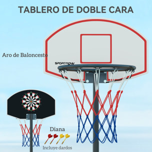 Canasta de Baloncesto para Exterior con Tablero de Dardos Aro de Baloncesto Portátil con Altura Ajustable 210-247 cm Ruedas Base Rellenable para Adolescentes y Adulto Negro