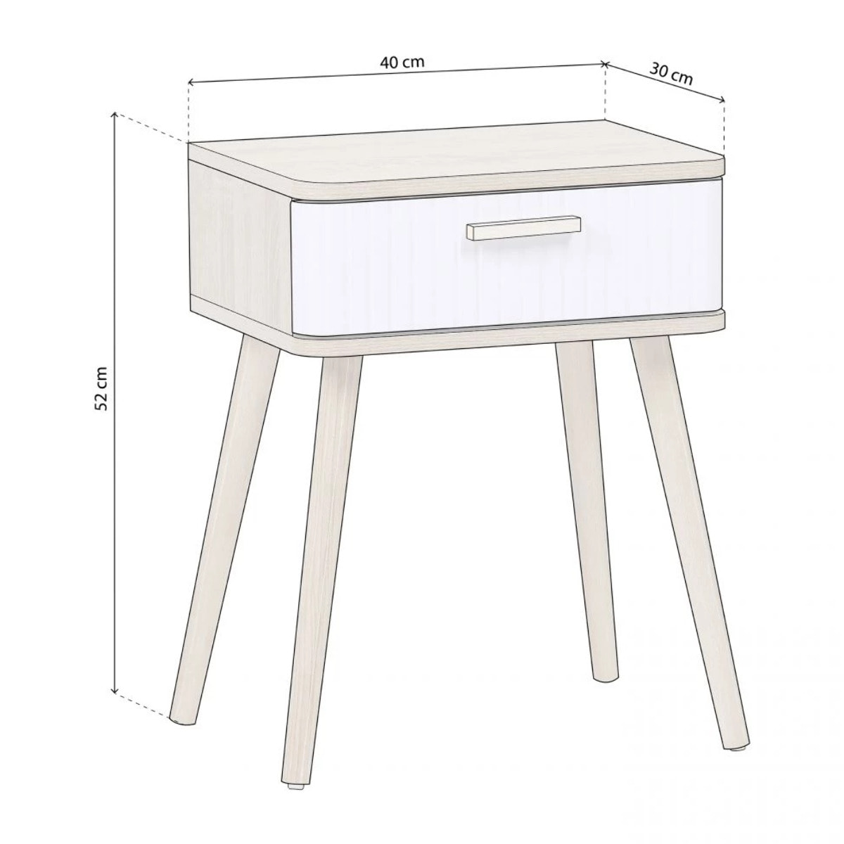 Mesita de noche Bulan Blanco - Roble