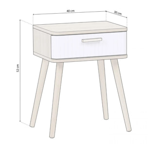 Mesita de noche Bulan Blanco - Roble