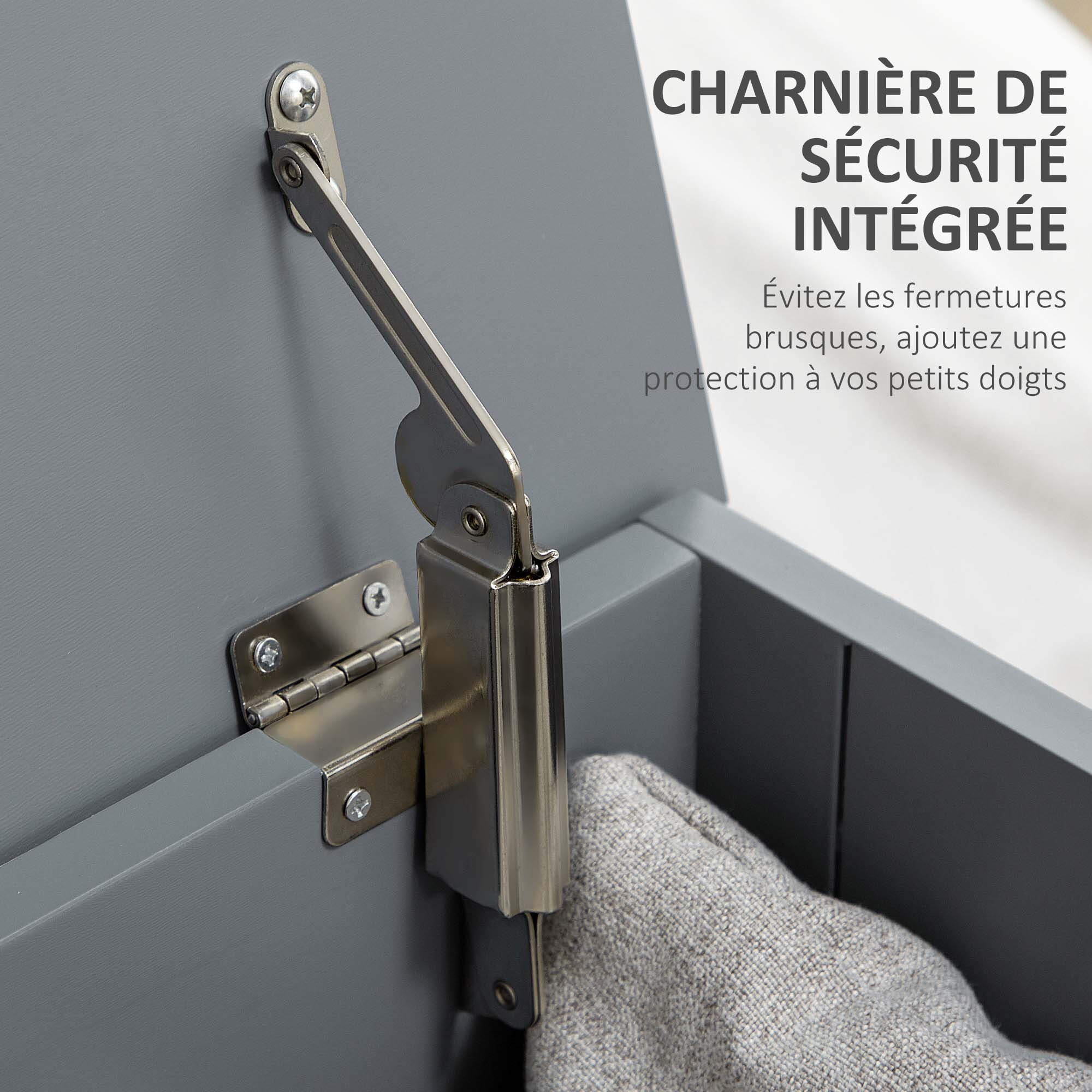 Coffre malle de rangement 81L x 40l x 46H cm MDF gris