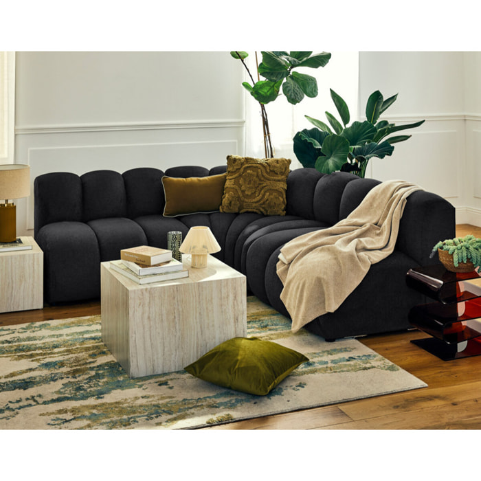 Debbie - canapé modulable d'angle réversible 4 places en tissu texturé - Noir