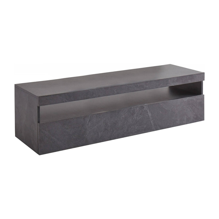 Mobile porta TV Adelicia, Credenza bassa da soggiorno, Base porta televisione, 100% Made in Italy, cm 130x45h36, Ardesia