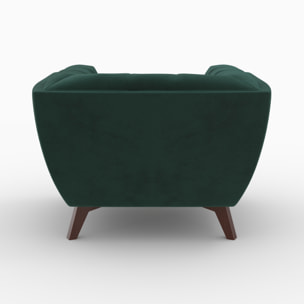 Ensemble canapé et fauteuil en velours vert 4 places - Mona