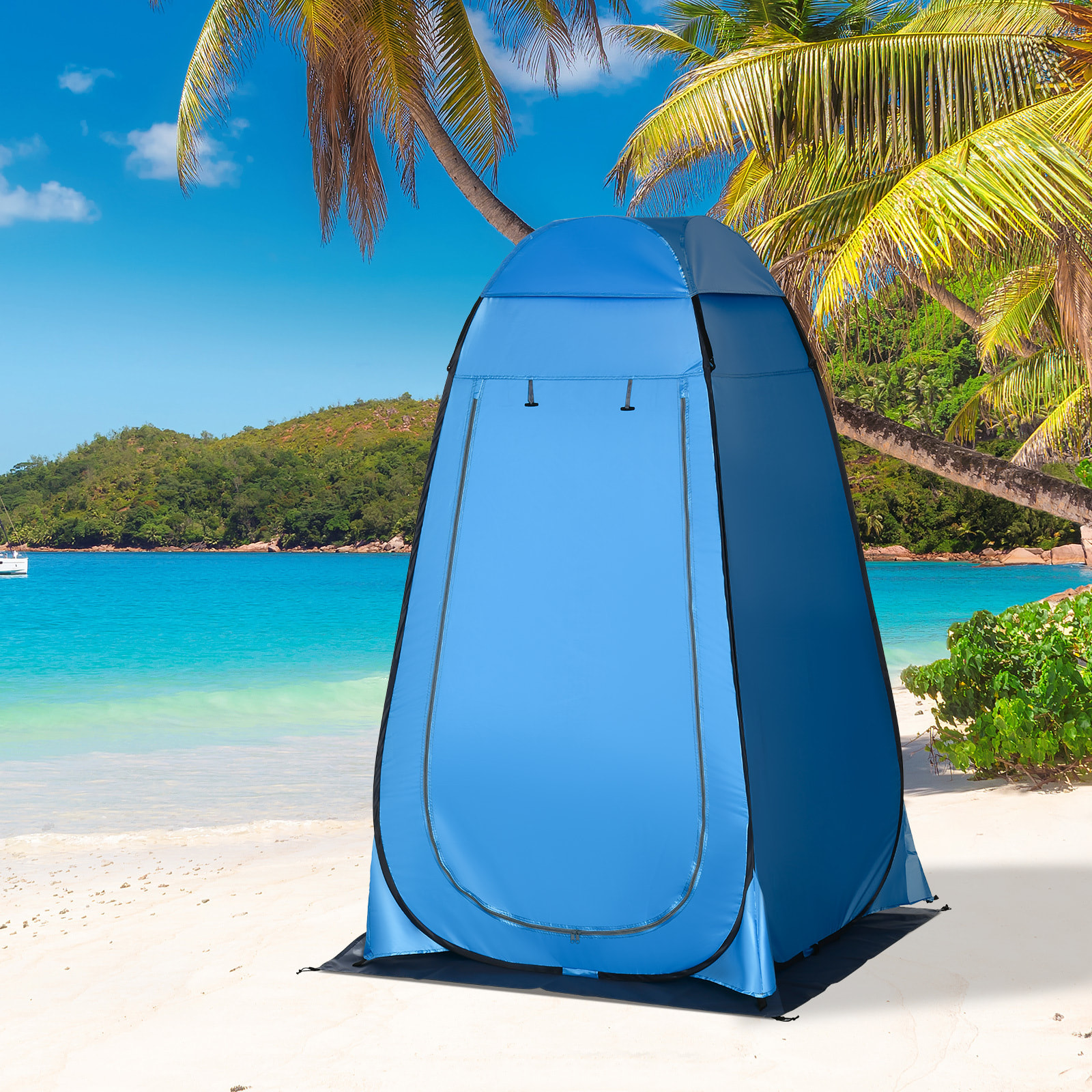 Tienda de Ducha Instantánea Tienda de Privacidad Portátil con 1 Gancho Bolsillo Bolsa de Transporte y UV 20+ para Baño Vestuario Cambiador Inodoro 126x124x189 cm Azul