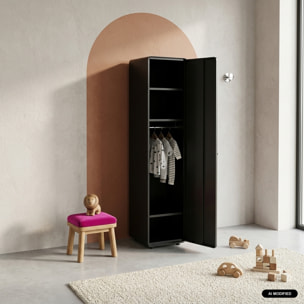 Armoire casier industriel acier 2 étagères 1 penderie TRIBECA