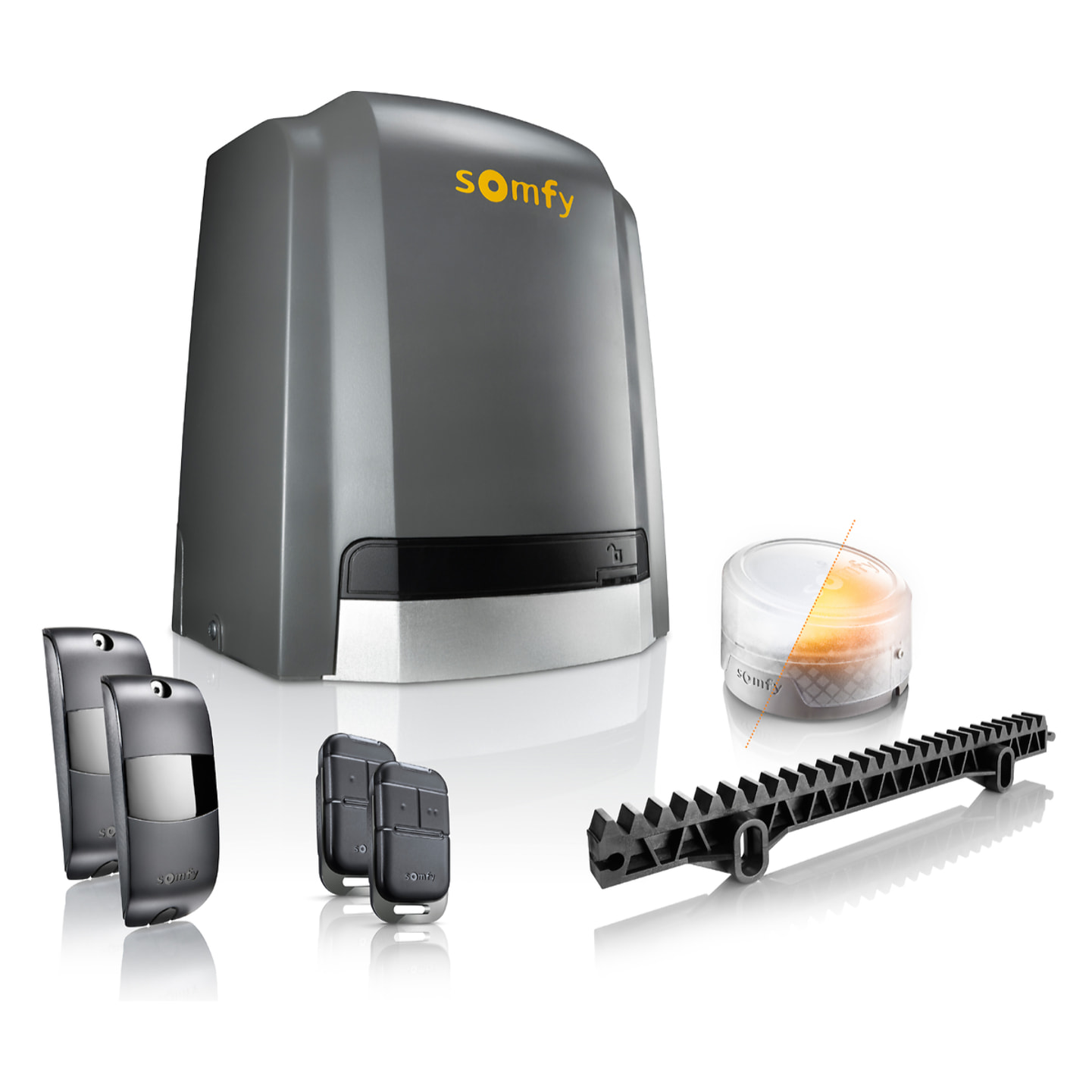 Motorisation de portail coulissant Slidymoove 600 Flash- Livrée avec 2 télécommandes, feu clignotant et photocellules