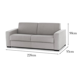 Divano fisso Elizabeth, Divano a 3 posti, 100% Made in Italy, Sofà Soggiorno in tessuto imbottito, con Braccioli standard, Cm 220x95h90, Grigio