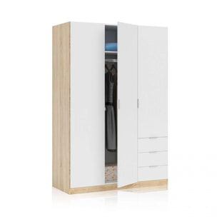 Armario Low Cost 3 puertas 3 cajones Blanco Artik (Blanco Mate) - Roble Canadian