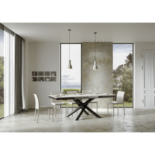 Mesa extensible 90x160/420 cm Volantis Evolution Fresno Blanco estructura Antracita