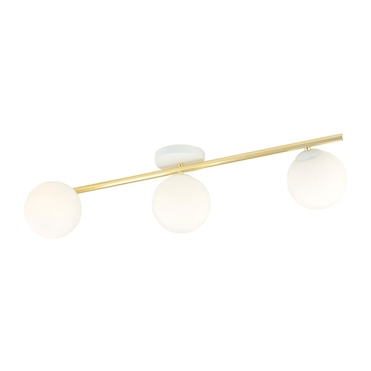 Lampada a sospensione SPLENDI con struttura dorata e sfere in vetro bianco